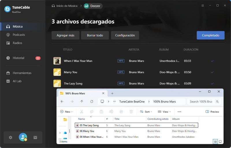 música de deezer convertida