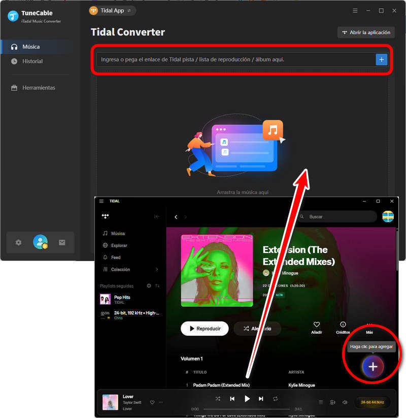 agregar canciones hires de tidal
