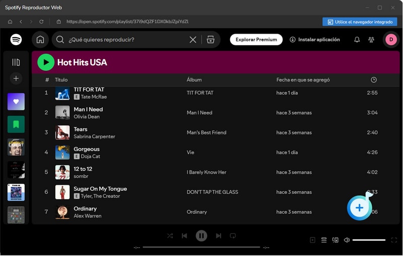 añadir música de spotify para convertir