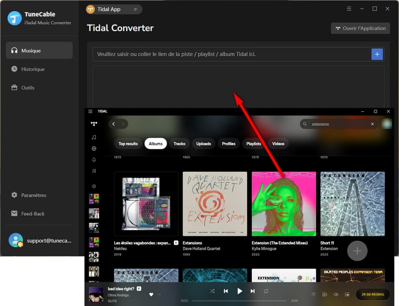 musique tides par glisser et lâcher