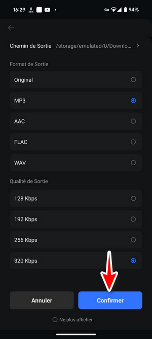 confirmer le téléchargement