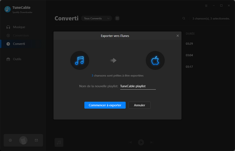Exporter vers iTunes