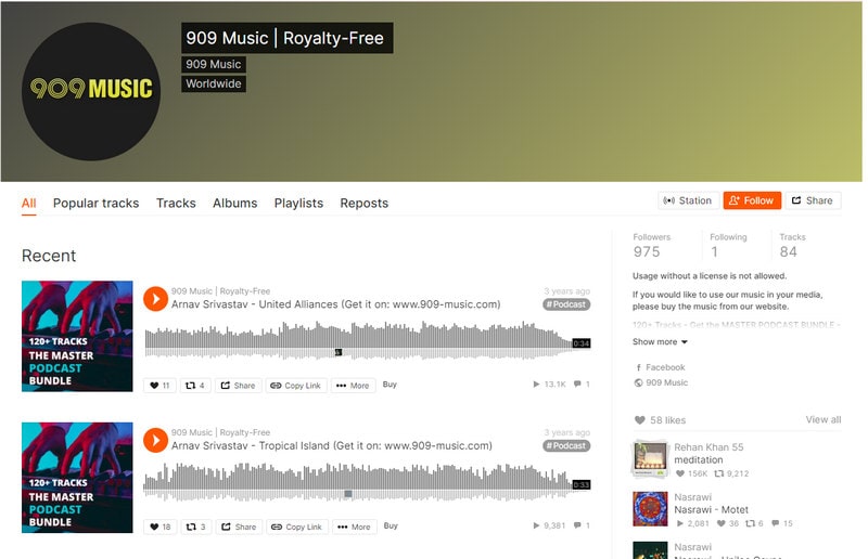 free download podcast music on 909 Music