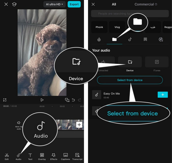 add apple music to capcut on iphone