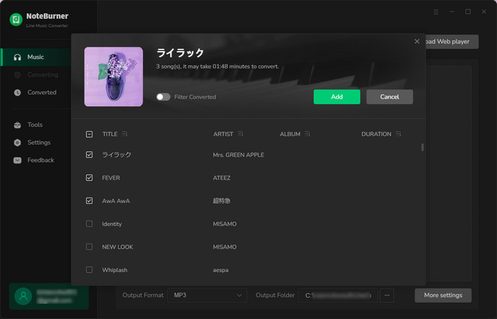 add line music to download