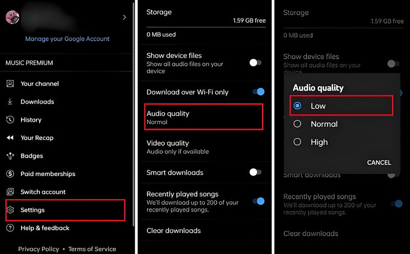 Adjust YouTube Music's Audio Quality