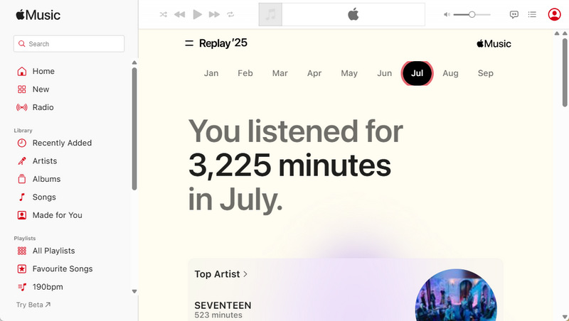 apple music replay on web