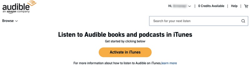 authorize computer to audible