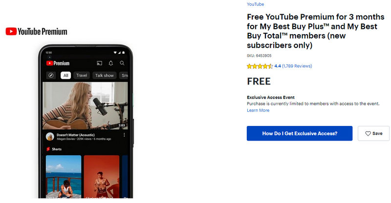 get YouTube Premium free via best buy