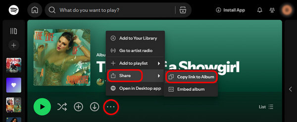copy spotify link on Spotify