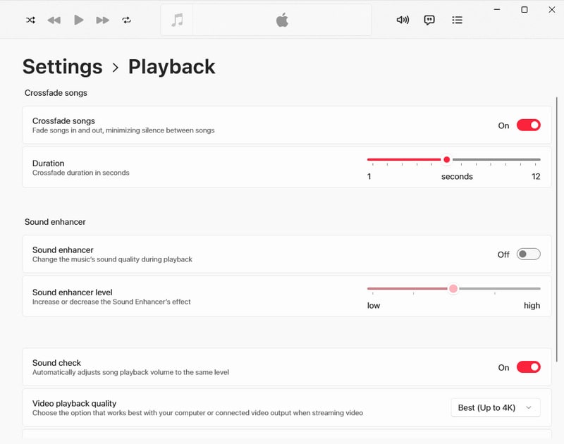 enable apple music crossfade on mac