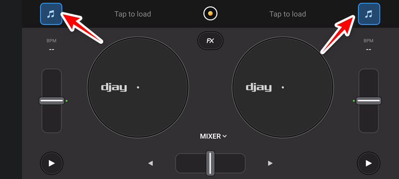 tap to load spotify music on djay pro
