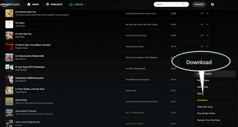 download purchased amazon music on amazon music web player
