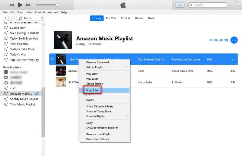 change amazon song info via itunes