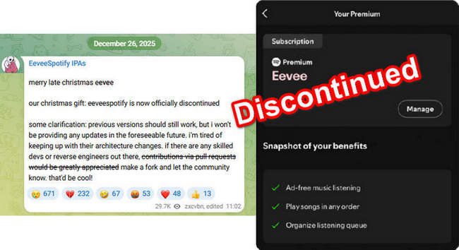 eeveespotify discontinued