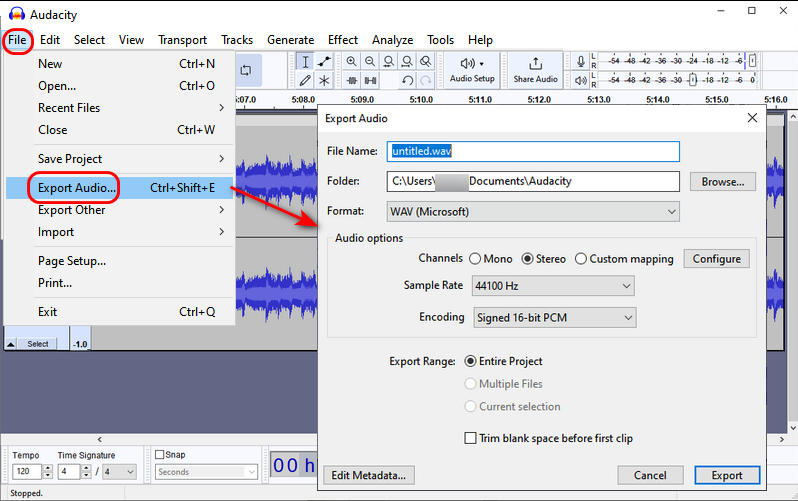 export soundcloud to wav