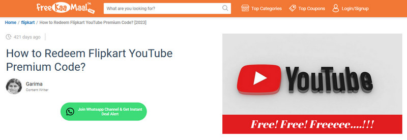 get YouTube Premium free via flipkart
