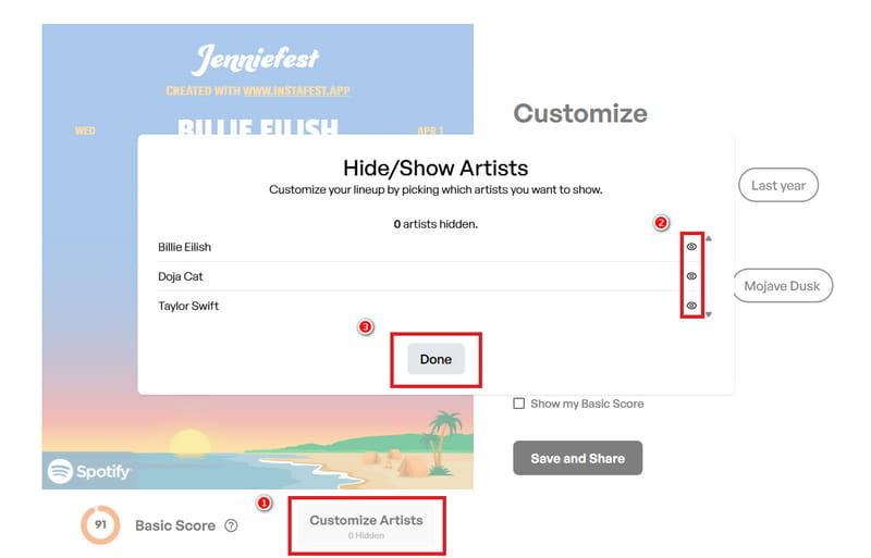 hide artists on instafest spotify