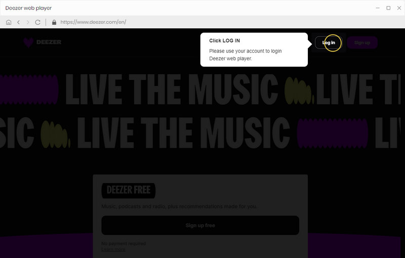 Login with your Deezer account