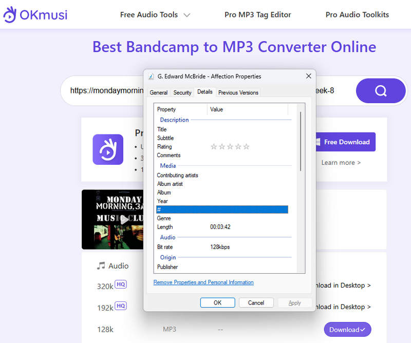Okmusi Bandcamp to MP3 Converter