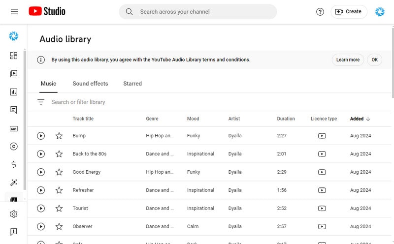 free download podcast music on YouTube Audio Library