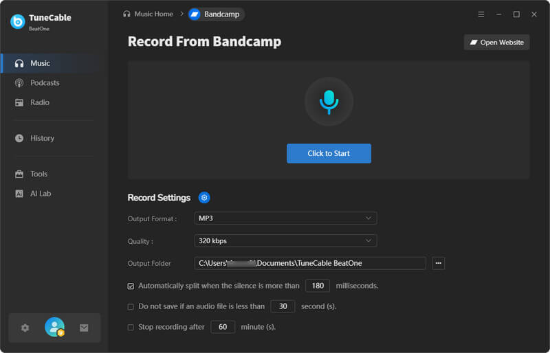 bandcamp interface