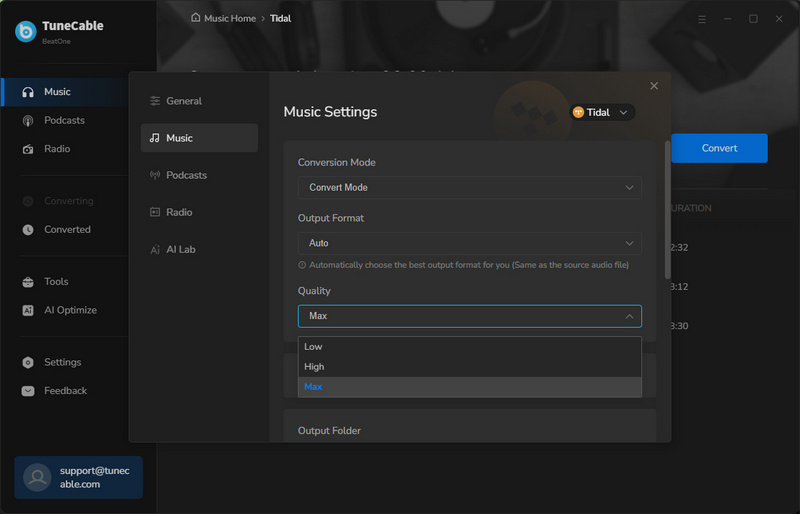 Customize Output Settings