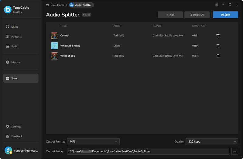 open AI Audio Splitter