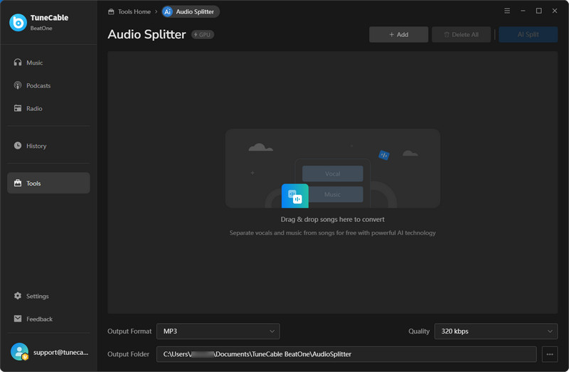 change settings of AI Audio Splitter