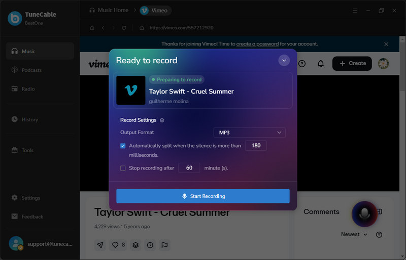 start recording music