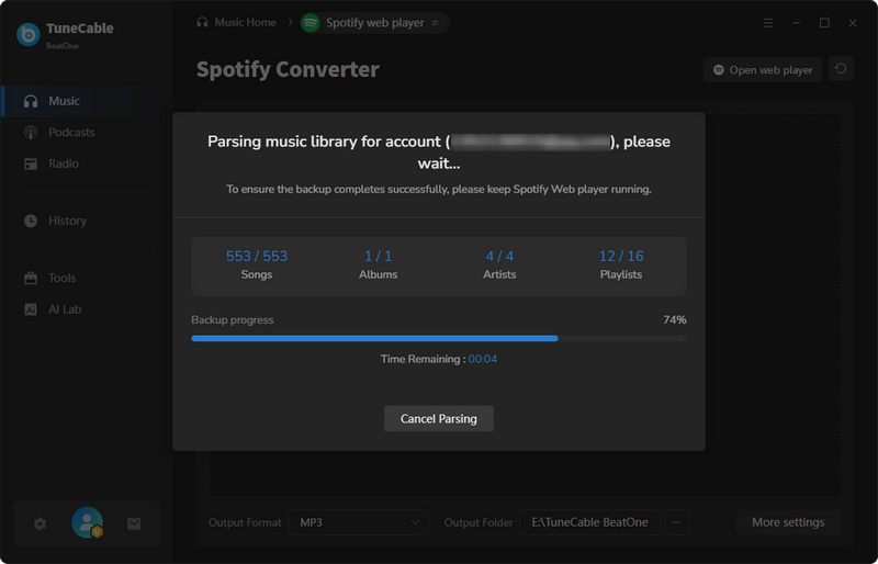 parsing and backing spotify library