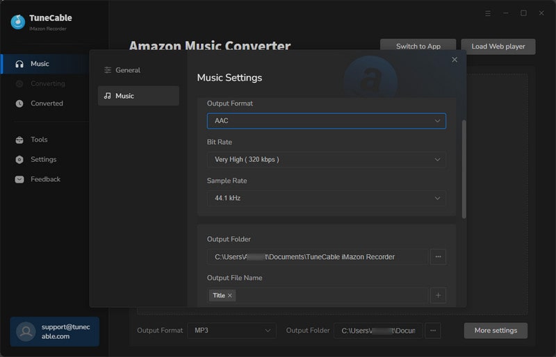 adjust output format to aac