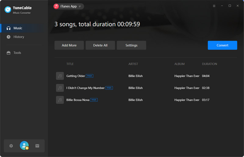 start to convert apple music