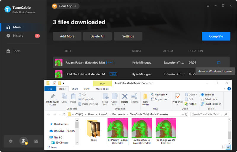 check downloaded tidal music on pc