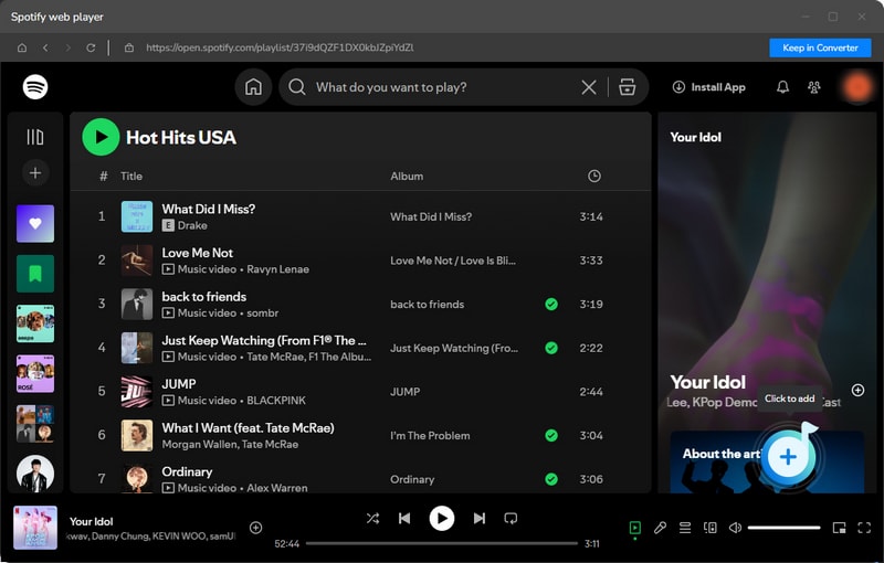 click to add songs