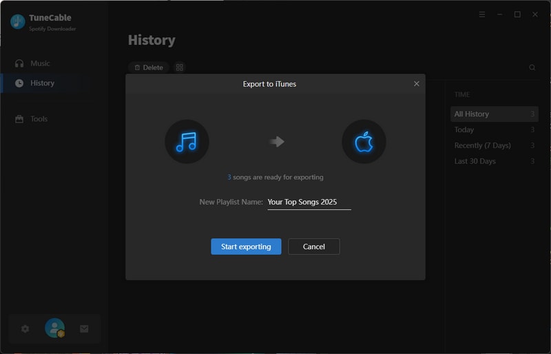 export spotifly playlists into iTunes