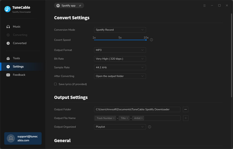 set parameters of converted songs