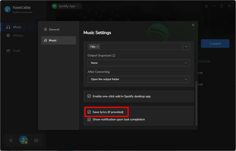 save lyrics of spotify music