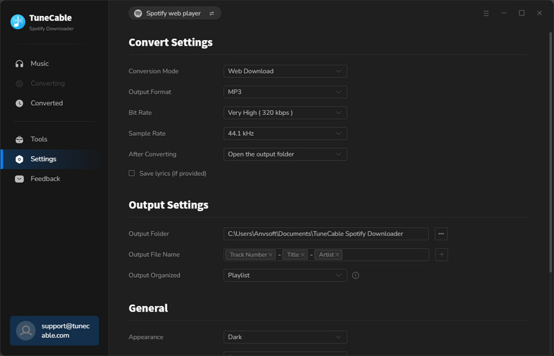 adjust output settings spotify downloads